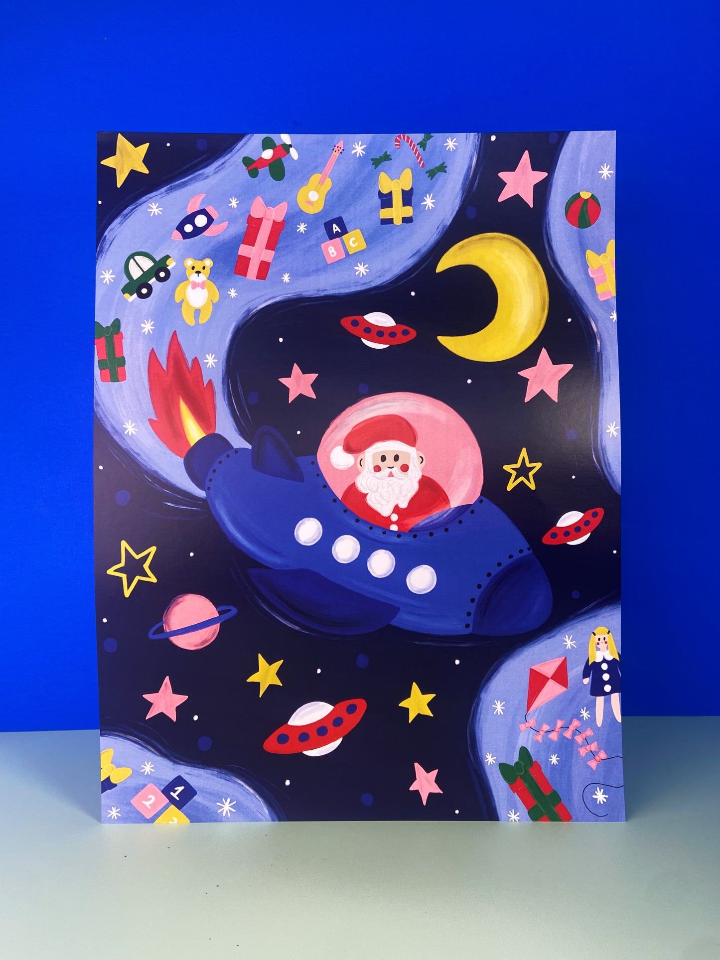 Santa In Space Christmas Print