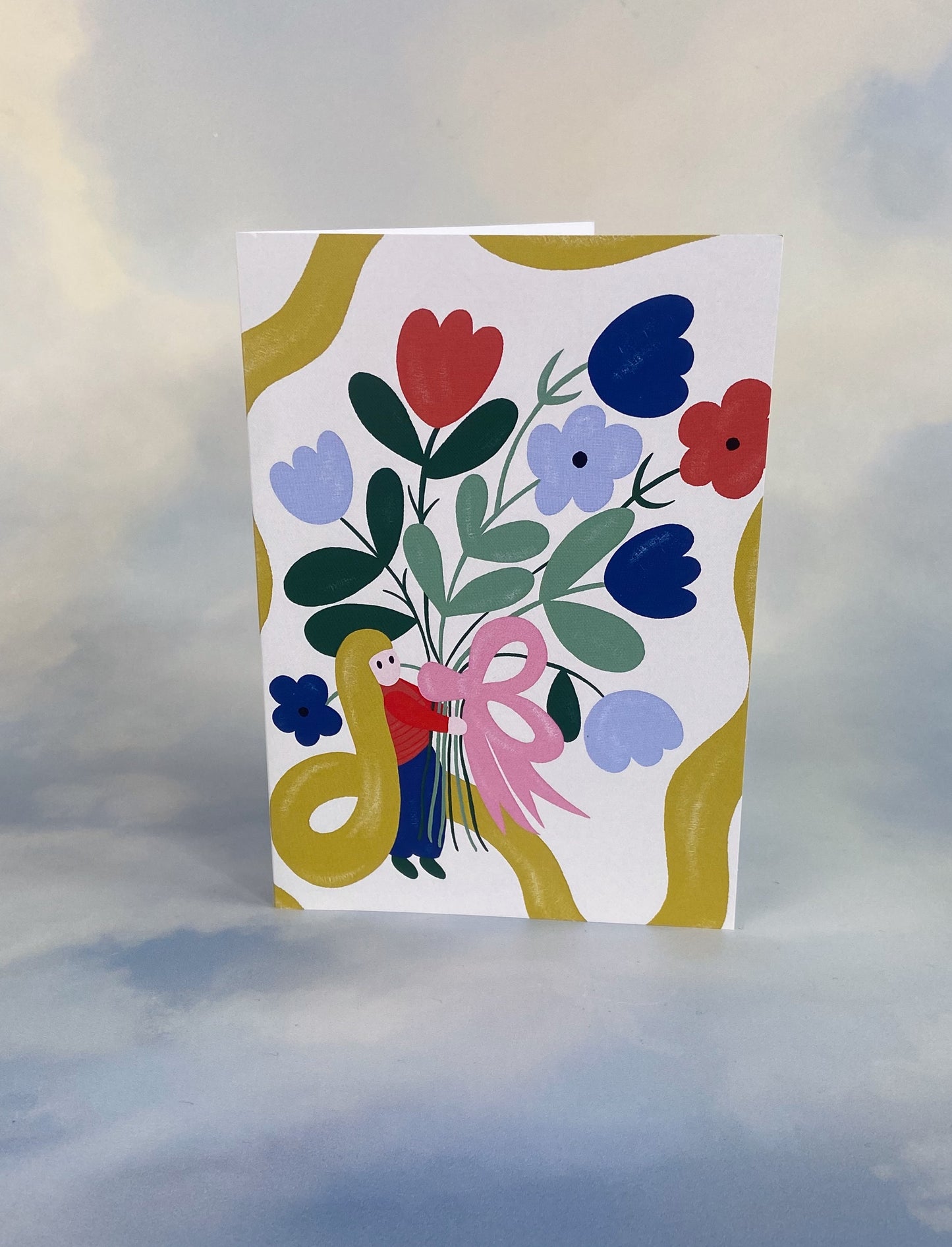 Lady And Her Flowers Card