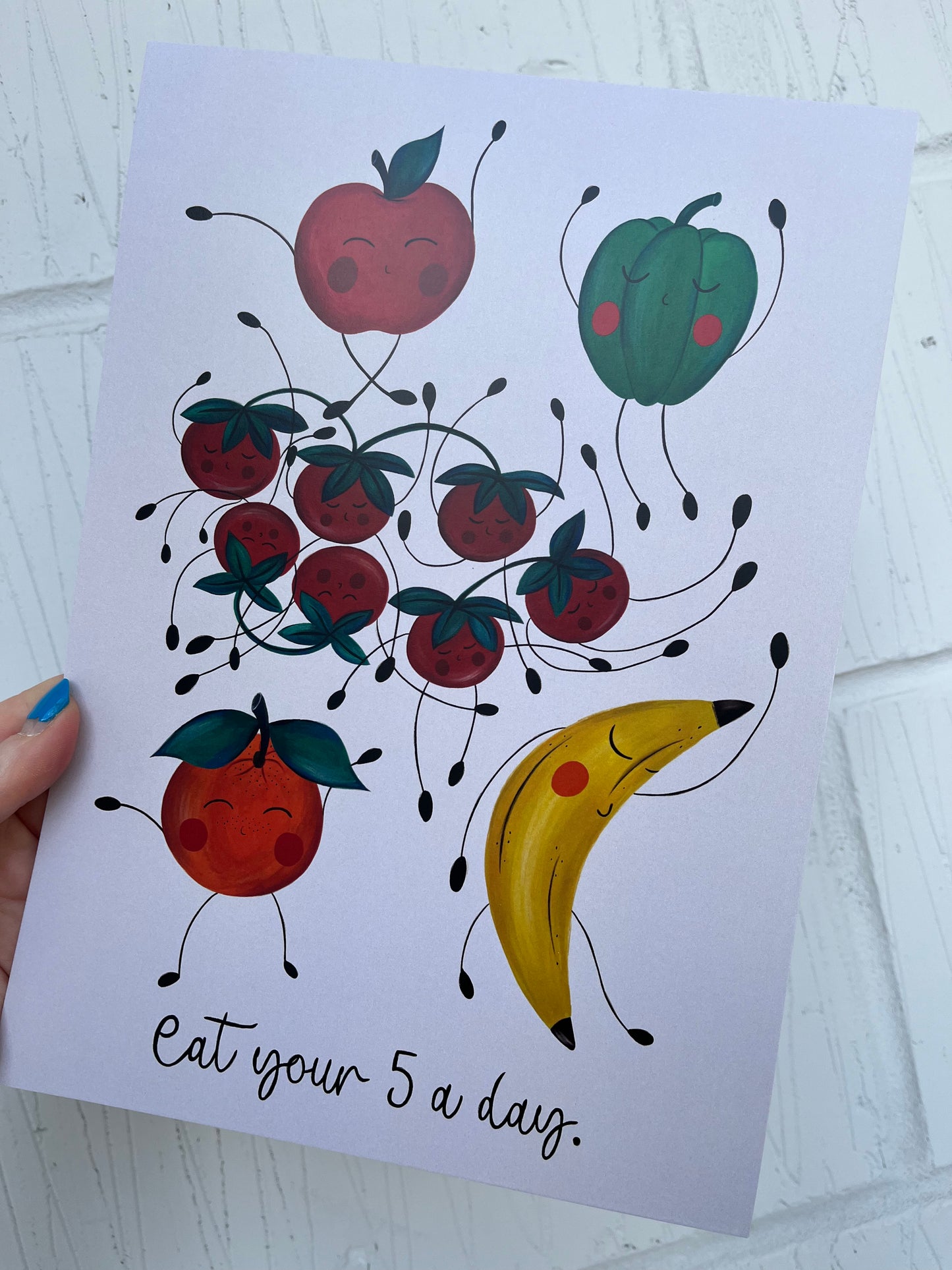 Eat Your 5 A Day, Fruit & Veg Print