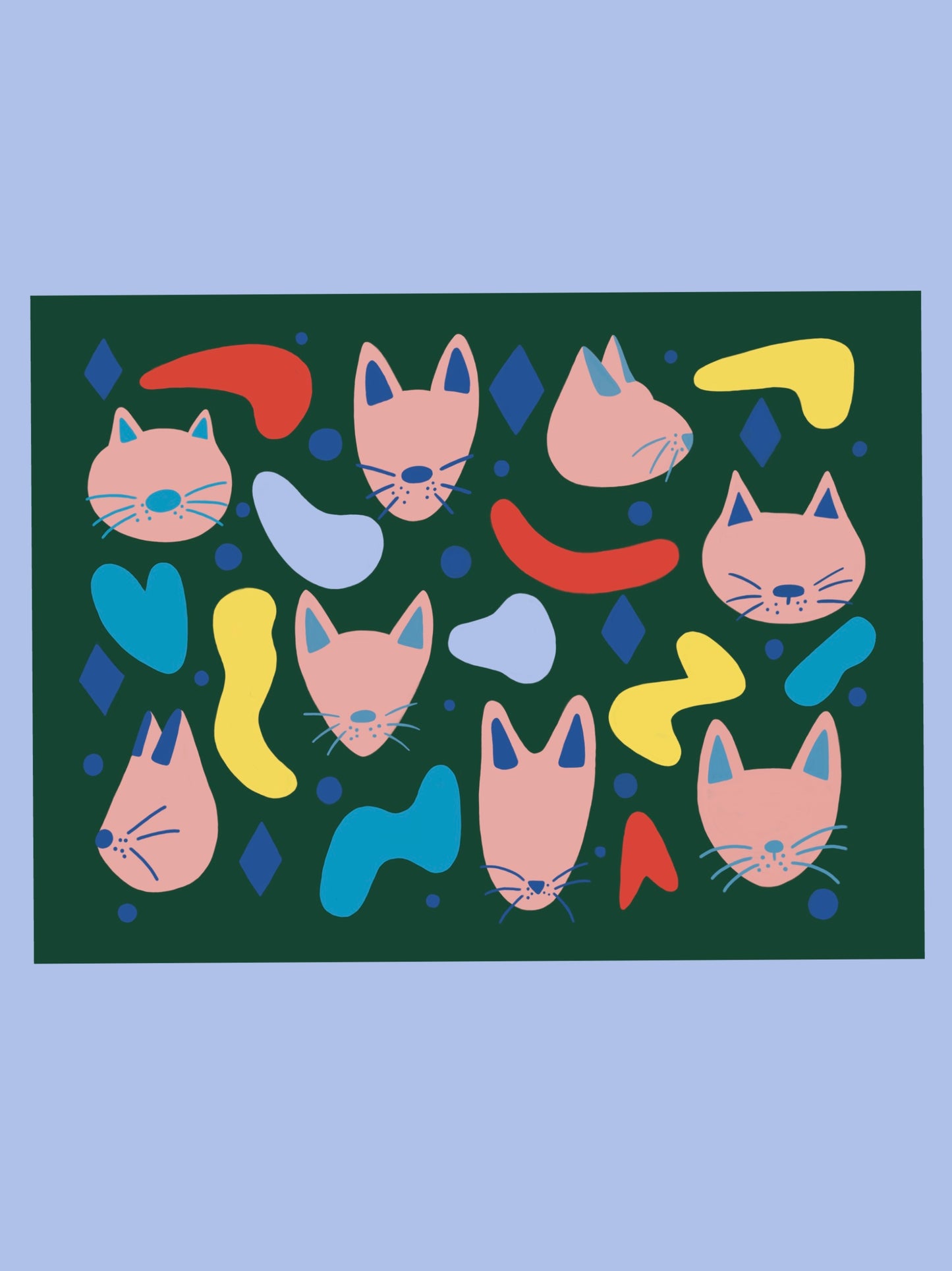 Illustrated Cats and Shapes Wrapping Paper