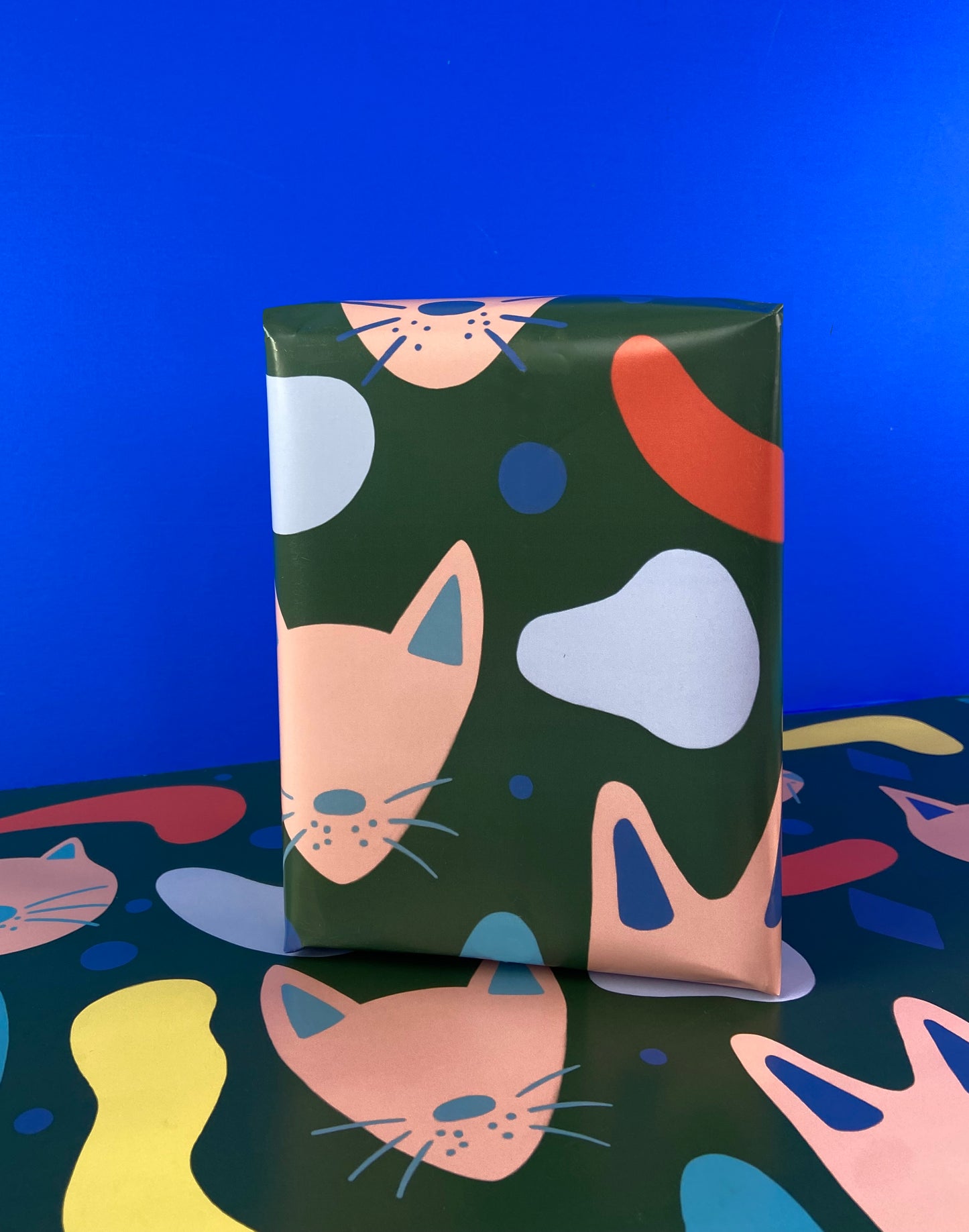 Illustrated Cats and Shapes Wrapping Paper
