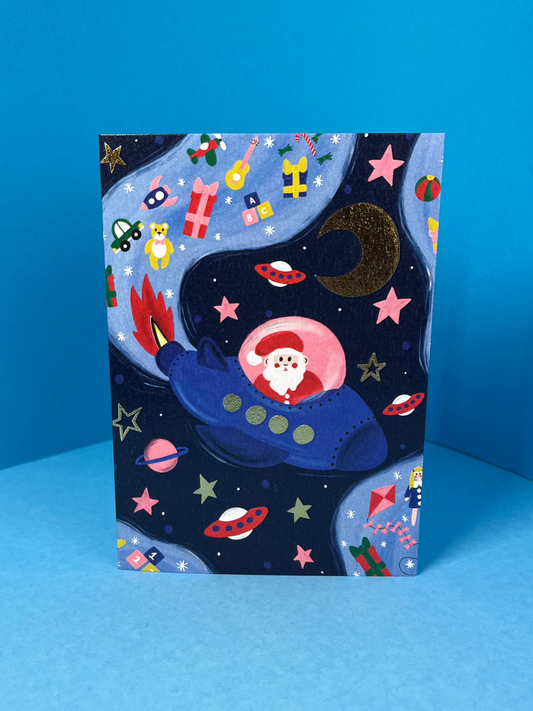 Santa in Space Christmas Card