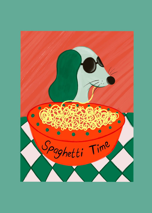 Spaghetti Time Dog Print