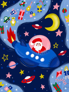 Santa In Space Christmas Print