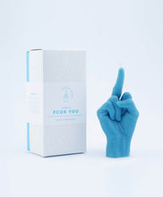 Load image into Gallery viewer, F*ck You Blue Hand Gesture Candle
