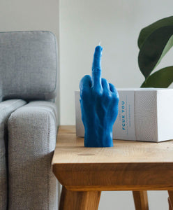F*ck You Blue Hand Gesture Candle