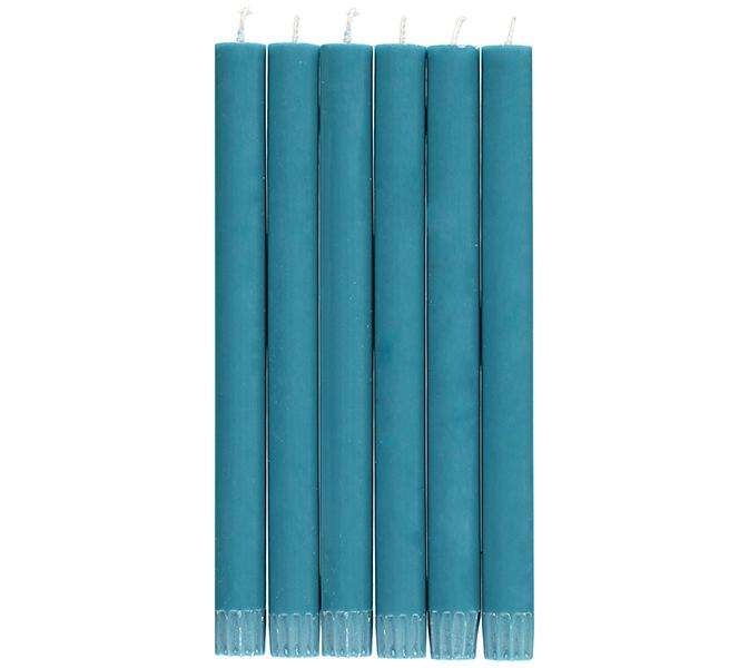 Petrol Blue Eco Dinner Candles, 6 Pack